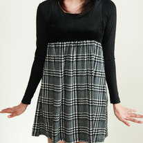 Plaid Bottom Velour Dress 