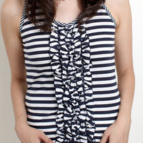 Stripe Print Ruffle Top