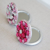 Floral Crystal Compact Mirror