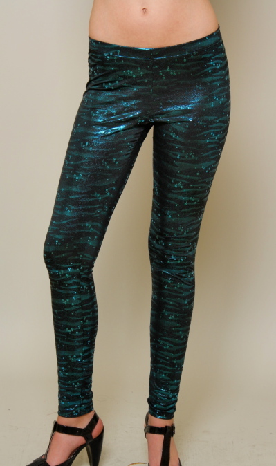 Blue Zebra Sequin Leggings