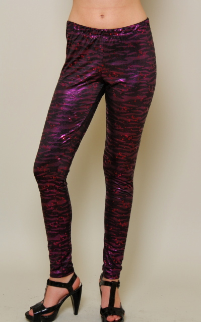 Purple Zebra Sequin Leggings