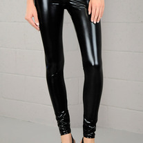 Black Metallic Leggings; Ankle Length