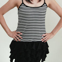 Ruffle Stripe Dress - Black