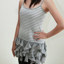 Ruffle Stripe Dress - Gray