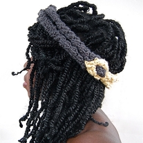 TWISTCORD HAND CROCHETED HEADBAND IN SMOKE AND SUNSHINE