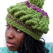 POMPOMCHIC HAND CROCHETED SLOUCH BERET 
