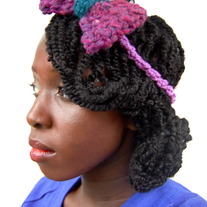 HAND CROCHETED BOW TIE HEADBAND AND NECKLACE 