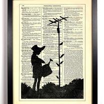 Banksy Power Line Garden, Vintage Dictionary, 8 x 10
