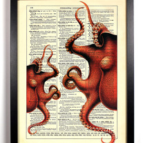 Octoparty, Vintage Dictionary, 8 x 10