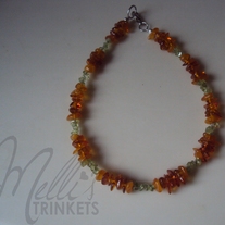 Amber and Peridot teething necklace