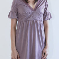 Bubble Sleeve Dress - Dark Pink