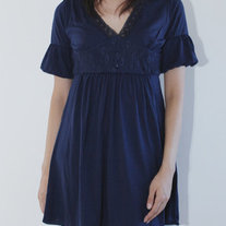 Bubble Sleeve Dress - Navy
