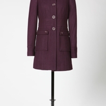 Single Breast Tulle Coat, Eggplant