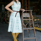 50's Sea Green Floral Dress - Thumbnail 3