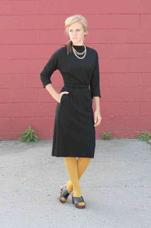 Black Pocket Wiggle Dress