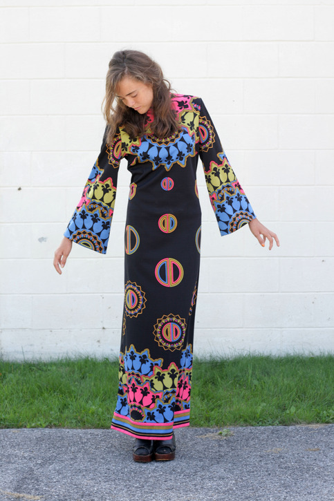 70's Black Maxi Funk Dress