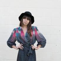 Gray, Teal, Pink Swoop Top Dress