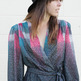 Gray, Teal, Pink Swoop Top Dress - Thumbnail 3