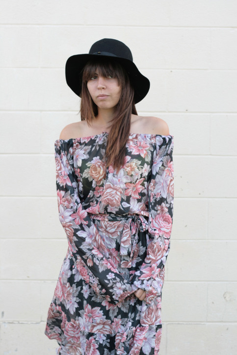 Sheer Black Floral Dress