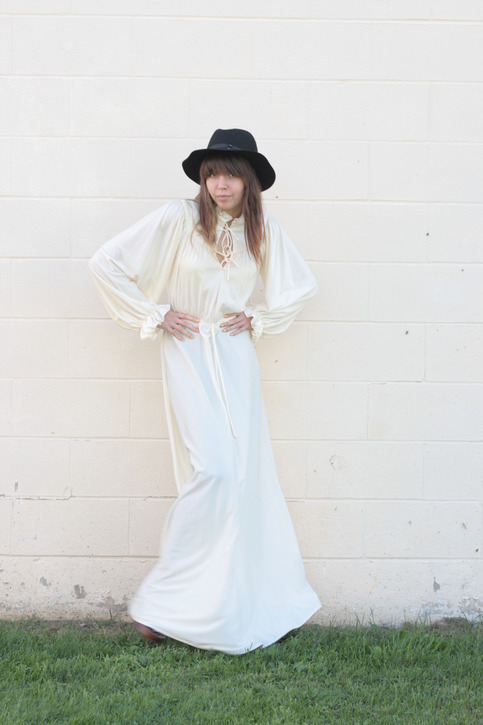 70's Cream Maxi Field Dress