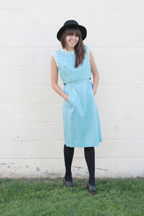 60's Light Blue Sailing Dress {Two-Piece}