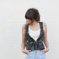 Black Floral Vest