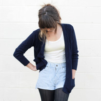 Vintage Navy Ribbed Cardigan