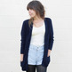 Vintage Navy Ribbed Cardigan - Thumbnail 1