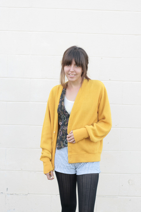 Vintage Oversized Cozy Mustard Boyfriend Cardigan