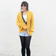 Vintage Oversized Cozy Mustard Boyfriend Cardigan - Thumbnail 1