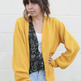 Vintage Oversized Cozy Mustard Boyfriend Cardigan - Thumbnail 2