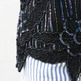 Sarin - Sequin/Beaded Black Floral Crop Romper Top - Thumbnail 3