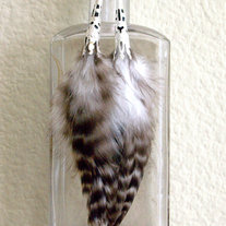 Grey Chinchilla Feather Earrings
