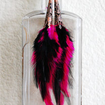 Black Fuchsia Feather Earrings