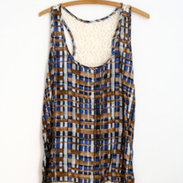 Blue Plaid Lace Tank Top