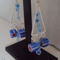 Blue Millefiori Earrings