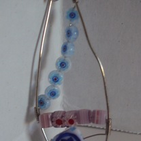 Pink and Blue Wire Wrapped Pendant