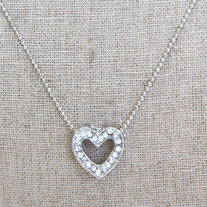 Rhinestone Heart Silver Necklace