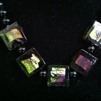 Black Stone Necklace with Glass Beads