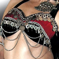Tribal Velvet Coin Chain Drape Bra