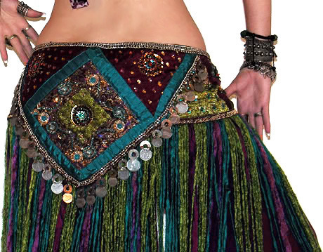 Jeweled Brocade Tribal Fringe Belt