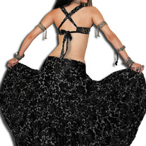 Reversible Tiered Velvet Gypsy Hip Skirt