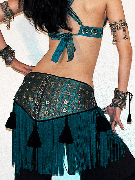 Jeweled Brocade Tassel Fringe Hip Scarf