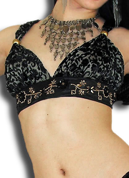 Jeweled Burnt Velvet Beaded Bra Top