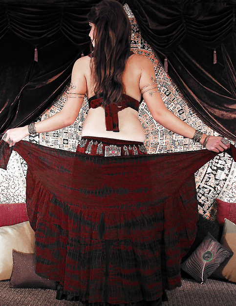 Tribal Tie Dye Cotton Tier Hip Skirt
