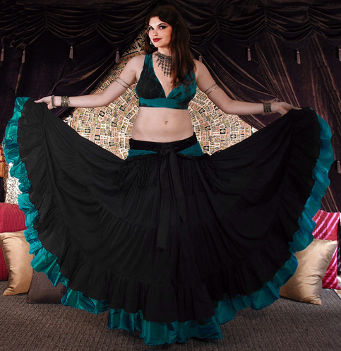 Tribal Gypsy Double Ruffle Spinning Skirt