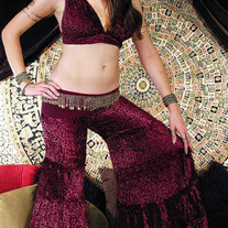 Tribal Gypsy Burnt Velvet Tier Pants Moss