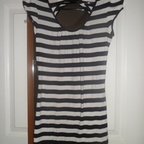 EXPRESS Black & White Striped Long Shirt
