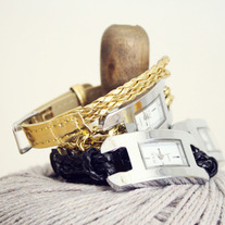 Braided wrap watch, rectangle face
