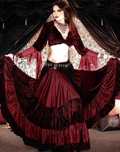 Deluxe 25yd Tribal Gypsy Velvet Tier Skirt